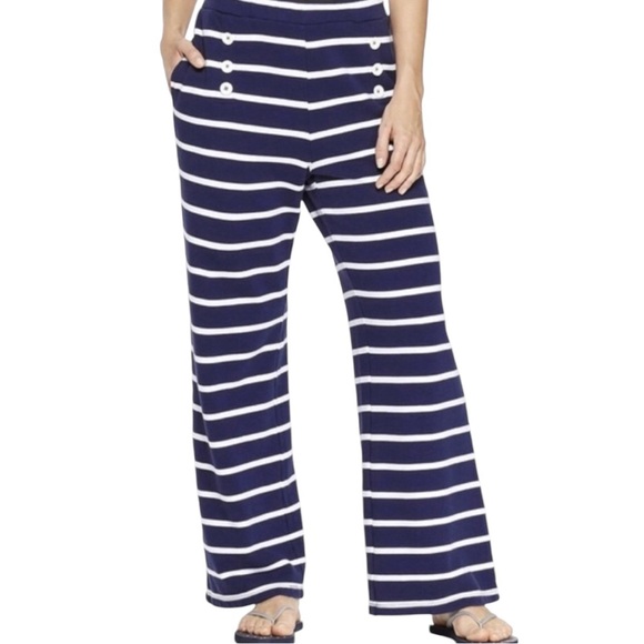 Vineyard Vines For Target Striped Boat Pants Navy Blue White Sailor Buttons S - Picture 1 of 9